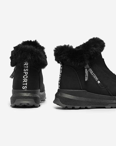 Valentina Black Fur Ankle Boots