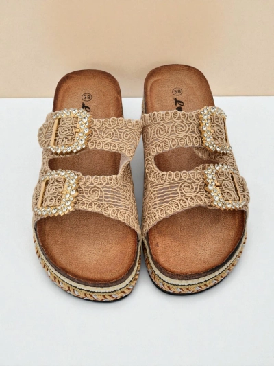 Royalfashion Женские сандалии с пряжками из страз GlamCork