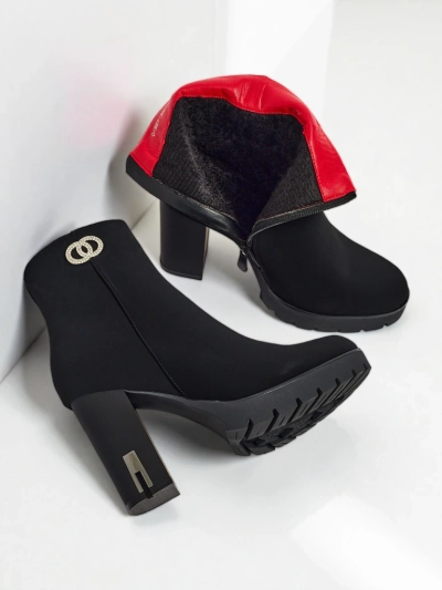 Women's ankle boots made of matte eco-leather on a block heel Olivane