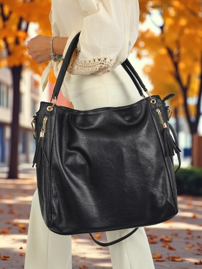 Atena Nero Women's Bag - elegant black eco-leather bag