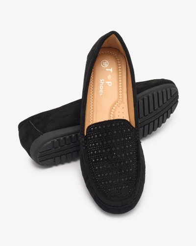 Black women's moccasins with zircons Bretika - Footwear