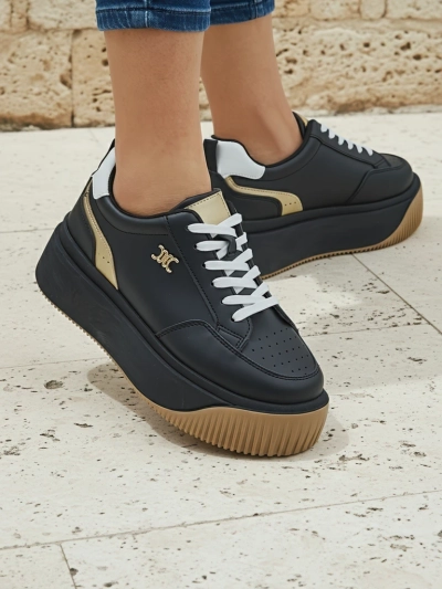 Hypatia Nero women's eco-leather platform sneakers 5 cm