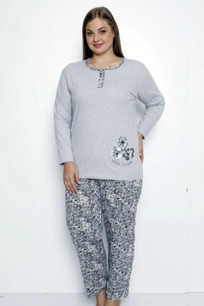 Royalfashion cotton weomen 2-piese pajamas in fjowers PLUS SIZE