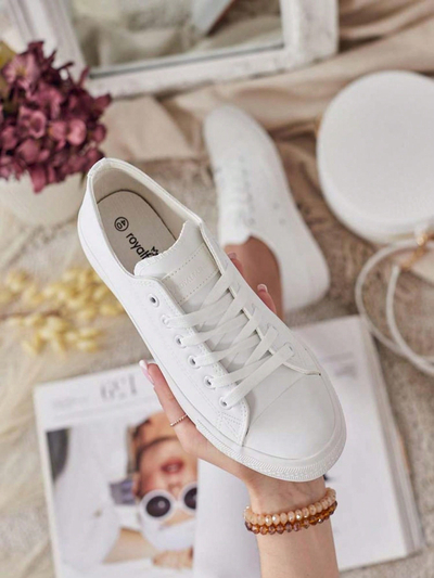 Aurelia Bianche – white Royalfashion sneakers made of ecological leather, flat