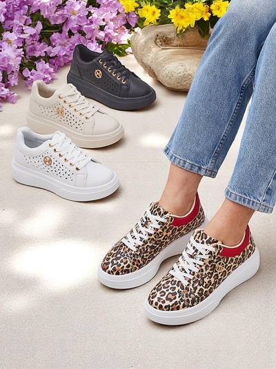 Royalfashion Women's perforated sports sneakers Leopess