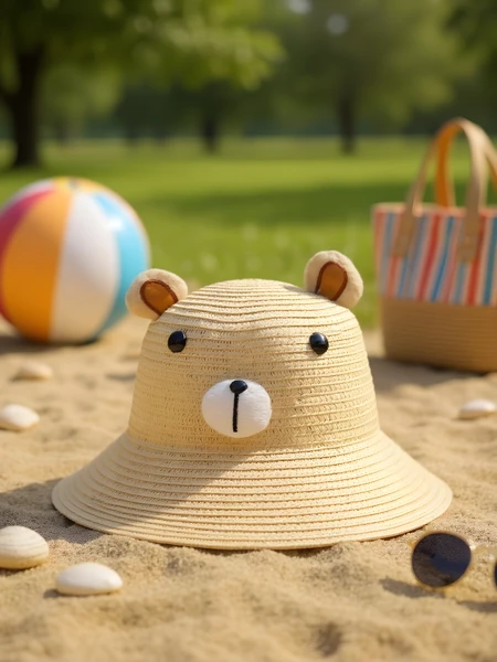 Royalfashion Children's Straw Hat Bear