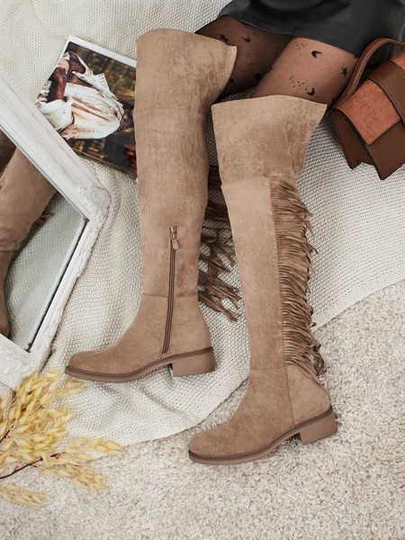 Women's Over-the-Knee Eco-Suede Boots with Fringes Ostrelia
