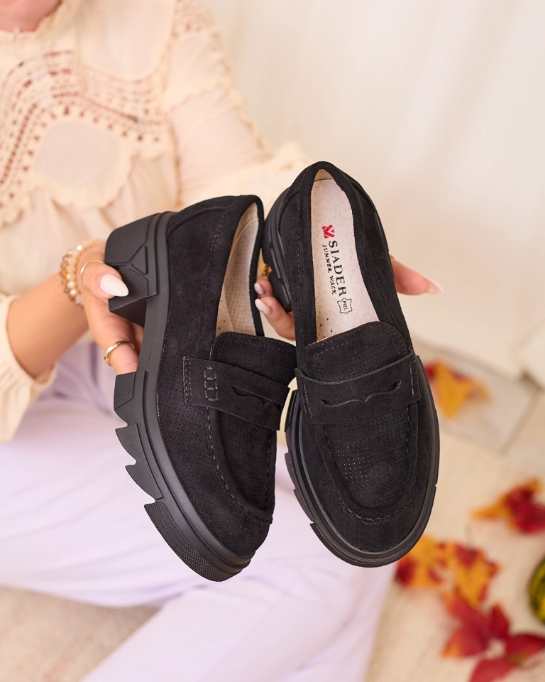 Royalfashion Black women's openwork moccasins Lace Glide