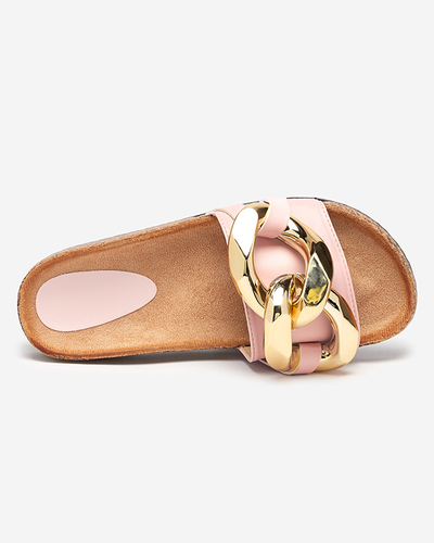 Atalanta Royalfashion women's flip-flops with chain - light pink eco leather