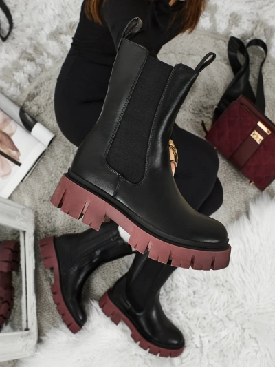 High eco-leather women's ankle boots with a colorful sole Dorvella