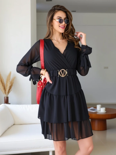 Royalfashion Naiste mini kleit ripsmetega ja kätkemeelsusega