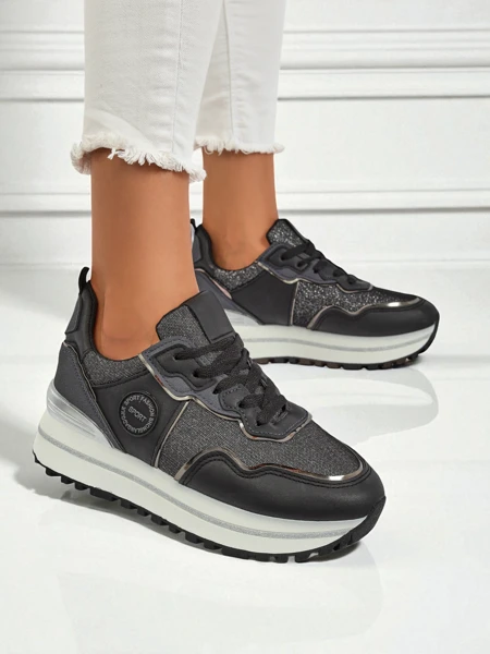 Naiste Callista Nero platvormiga tennised 4cm, ökoloogiline nahk