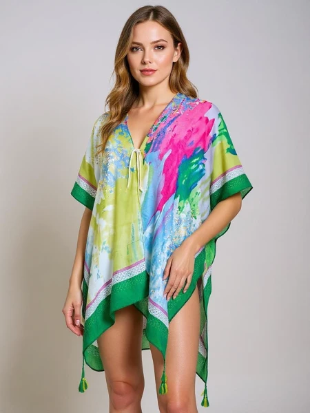 Naiste pareo Royalfashion Callista värviline põlvepikkune V-kaelusega