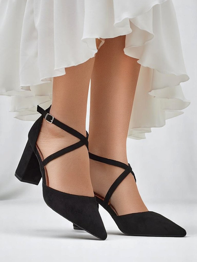 Royalfashion Women's eco-suede pumps with Kanastru straps