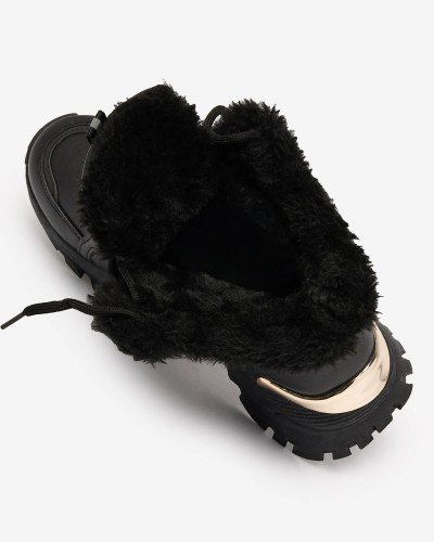 Royalfashion Women's Sneakers with fur in black Megigna
