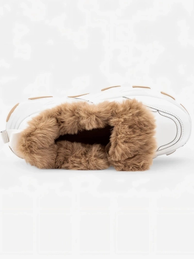 Women's white sports sneakers with Nonua fur - Footwear