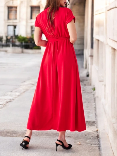 Midi-платье Royalfashion для женщин с обернутым вырезом, короткими рукавами и поясом