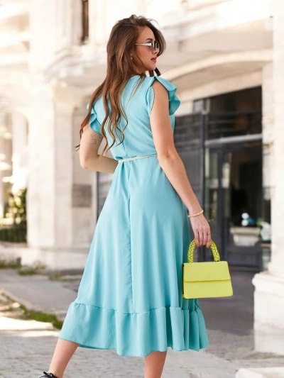 Royalfashion Naiste midi kleit volangide ja lühikeste varrukatega