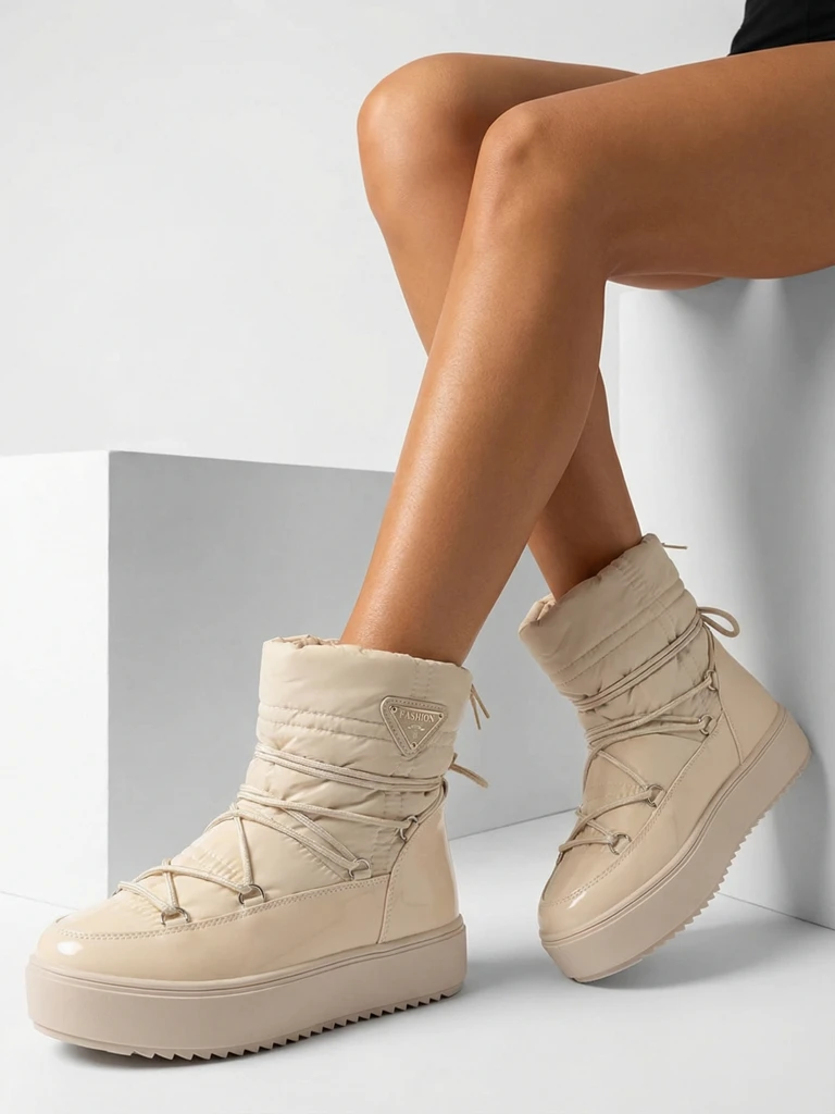 Royalfashion Women's slip-on boots a'la snow boots in beige Vevnose