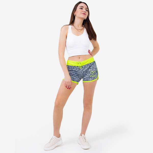 Gray and yellow neon women's sports shorts - Clothing