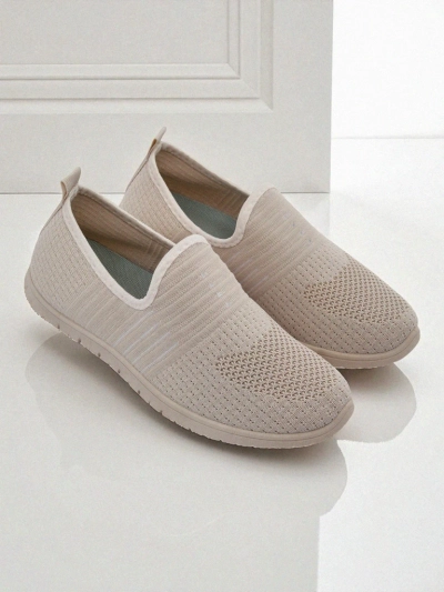 Beige Callista women's slip-ons - lightweight fabric shoes with flat soles