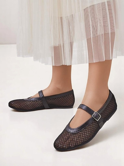 Royalfashion women’s openwork ballet flats with strap Naommi