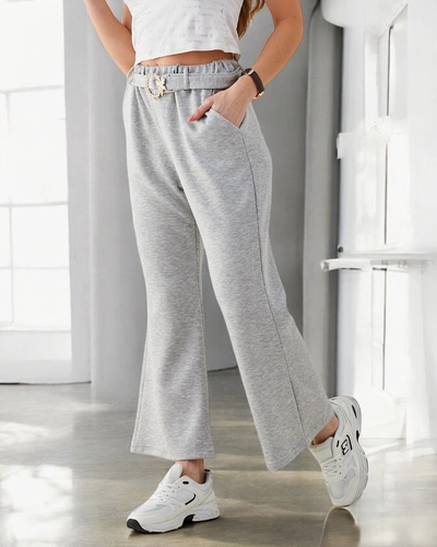 Royalfashion Широкие женские тканевые брюки с декоративным поясом