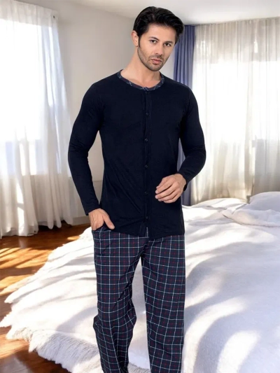 Royalfashion Мужские хлопковые пижамы в клетку