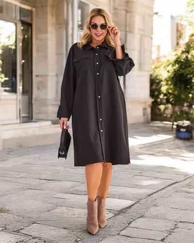 Royalfashion Women's fabric dress with buttons PLUS SIZE