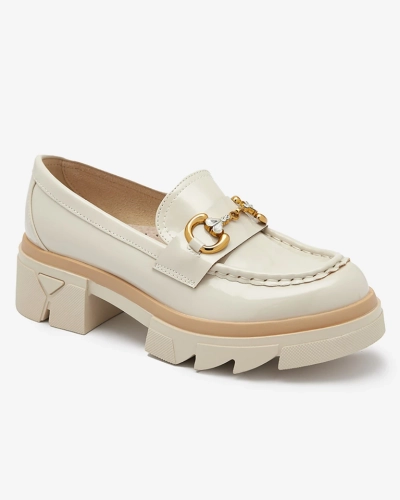 Lakitud beežid kristallidega naiste mokassinad Inriw - Jalatsid