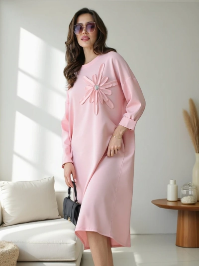 Royalfashion Naiste midi kleit kangas üle suurusega lilledega