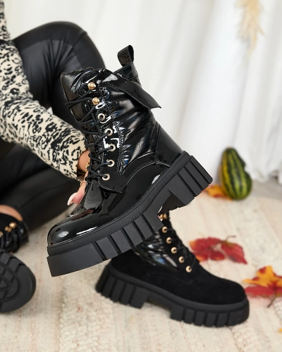 Royalfashion Naiste lakitud mustad Wefetto saapad