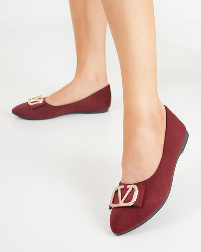 Women's burgundy ballerinas with an ornament on the toe Cavo - Footwear