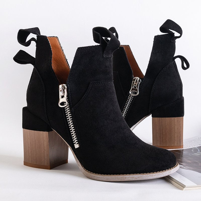 Black women's boots on a square post Darera - Footwear