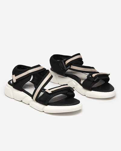 Mustad ja beežid laste sandaalid, mis on kinnitatud Velcro Modis - Shoes