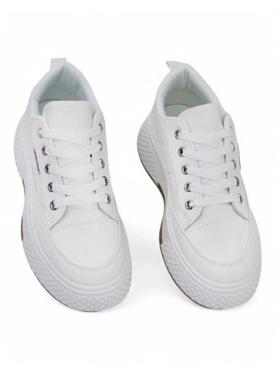 Calypso white fabric platform sneakers for women for spring and summer