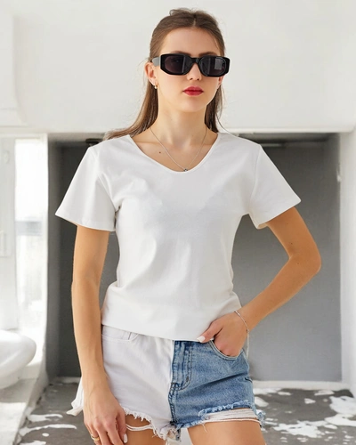 Royalfashion Naiste puuvillane t-särk pitsiga seljal