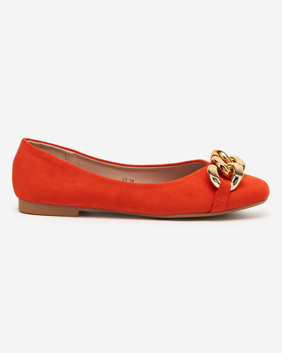 OUTLET Orange women's ballerinas with Caviene decoration - Footwear