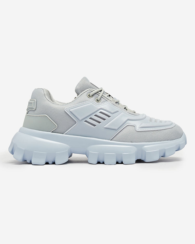 Royalfashion Gray-blue fabric sports sneakers for men Lamkim