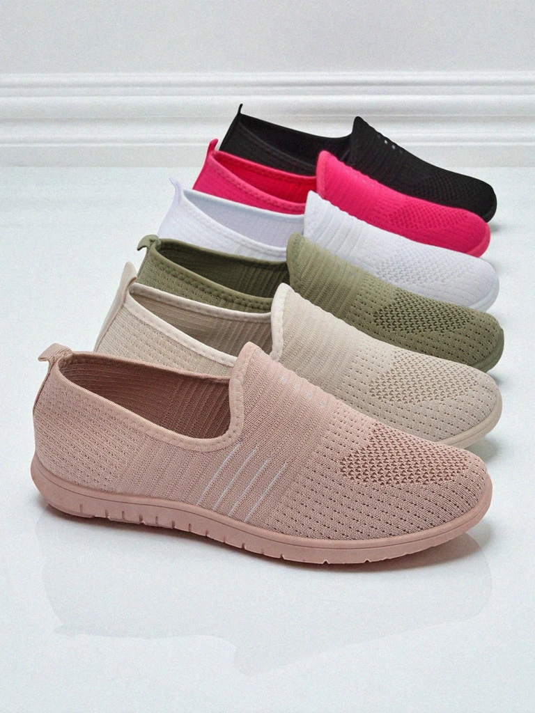 Aelia women's pink fabric shoes, comfortable flat heel moccasins