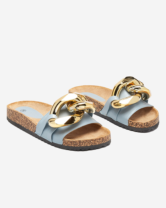 Тапочки женские синие с декором Sofig- Footwear