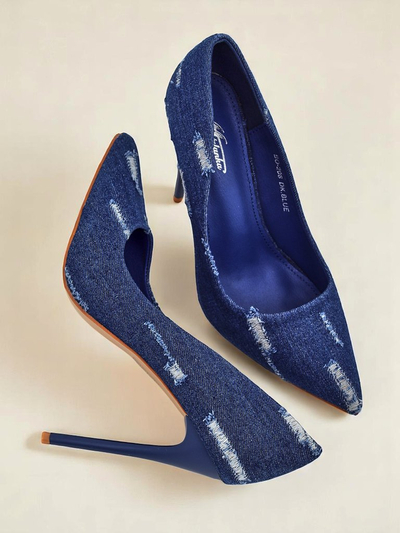 Royalfashion Naiste Stilettokontsaga Kingad Denim Chic