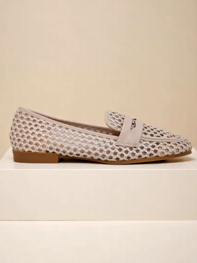 Beežid Royalfashion Primavera Aelia kangast mandlikujulise ninaga mokassiinid