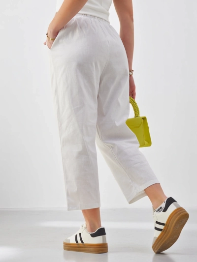 Royalfashion Cotton wide women's pants with a tie