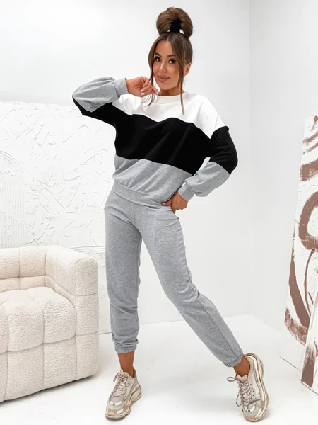 Royalfashion Хлопковый Женский спортивный костюм в полоску ChillFlex