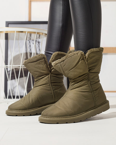 Dark green women's boots a'la snow boots Kalioli- Footwear