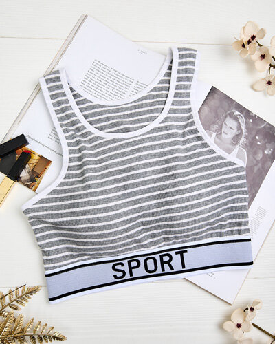 Royalfashion Women's striped sports bra