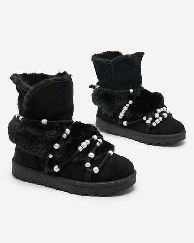 Royalfashion Women's snow boots with pearls Cuvilav