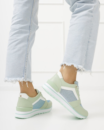 Green women's sports sneakers with glitter Berilan - Footwear