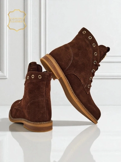 Aurelia Romano women's ankle boots made of natural suede – brown, with fur